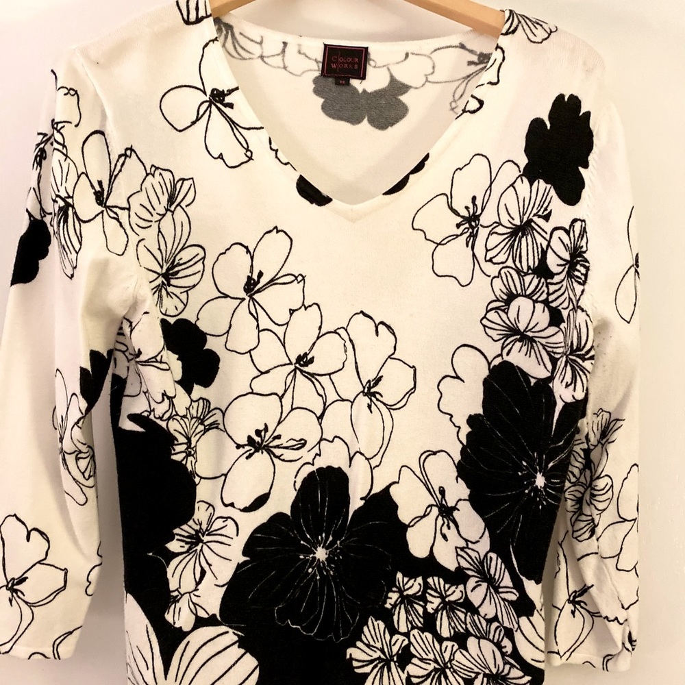 Black and white knit sweater